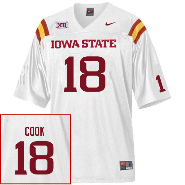 Men #18 Ashton Cook Iowa State Cyclones College Football Jerseys Sale-White